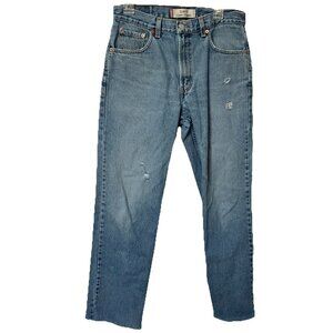Levi’s 516 Jeans Mens 32x30 Blue Distressed 5 Pocket Classic Raw Hem Altered Vtg